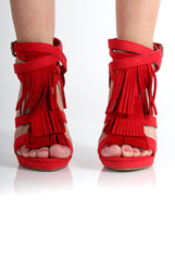Olivia Red Suede Tassled Heels-Heels
