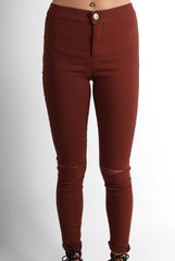 Olivia Rust High Waisted Super Skinny Jeans-Jeans