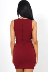 Ollie Wine Cut Out Bodycon Dress-Dresses