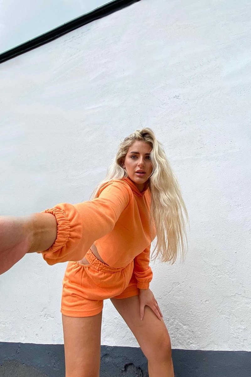 Orange Back Cut Out Cropped Hoodie - Yalena-Hoodies
