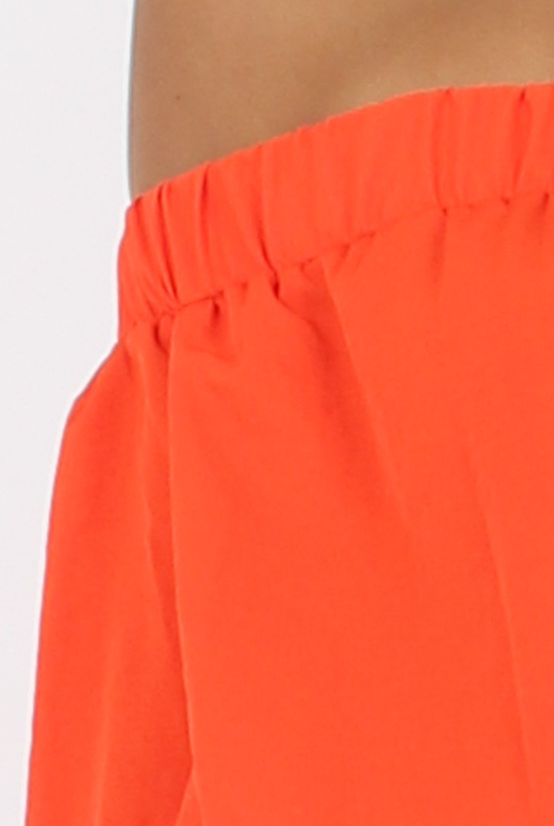 Orange Bardot Long Sleeved Playsuit - Lateysha-Playsuits