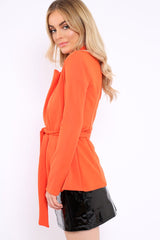 Orange Belted Blazer - Kenna-Jackets