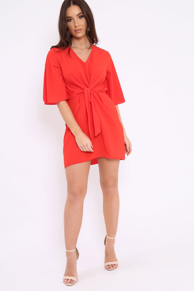 Orange Bow Tie Dress - Teagan-Dresses