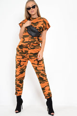 Orange Camo Print Jumper And Joggers Co-ord - Kaelee-Co-ords