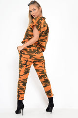 Orange Camo Print Jumper And Joggers Co-ord - Kaelee-Co-ords