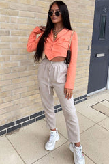 Orange Corset Detail Plunge Blouse - Poppy-Blouse