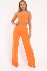 Orange Crop Top and Trousers Co-ord Set - Kimmy-Co-ords