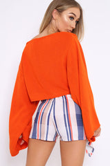 Orange Cropped Batwing Jumper - Carmin-Jumper