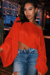 Orange Cropped Batwing Jumper - Carmin-Jumper