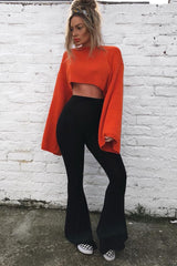 Orange Cropped Batwing Jumper - Carmin-Jumper