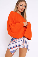 Orange Cropped Batwing Jumper - Carmin-Jumper