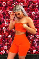 Orange Cycling Shorts And Bandeau Co -ord - Edrie-Co-ords
