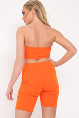 Orange Cycling Shorts And Bandeau Co -ord - Edrie-Co-ords