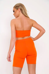 Orange Cycling Shorts And Bandeau Co -ord - Edrie-Co-ords