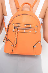 Orange Diamante Studded Mini Backpack - Phylis-Bags