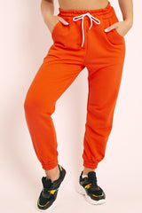 Orange Drawstring Waist Joggers - Charley-Joggers