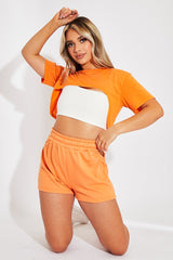 Orange Extreme Cropped Hem T-shirt - Iliana-Crop Tops