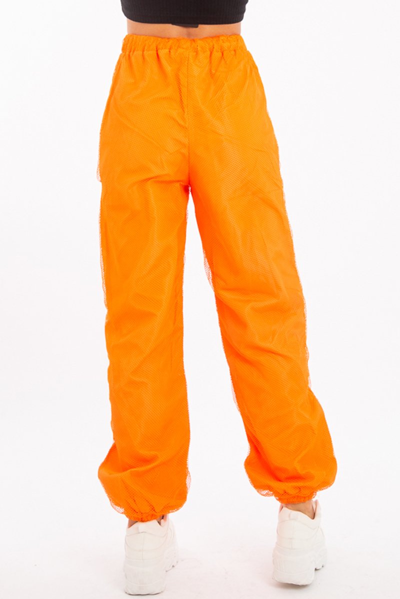 Orange Fishnet Cuffed Joggers - Ryia-Joggers