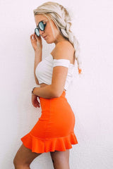 Orange Frill Hem Mini Skirt - Colbie-Skirts