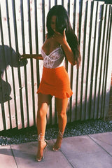 Orange Frill Hem Mini Skirt - Colbie-Skirts