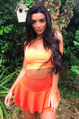 Orange Frill High Waisted Shorts - Claudelle-Shorts