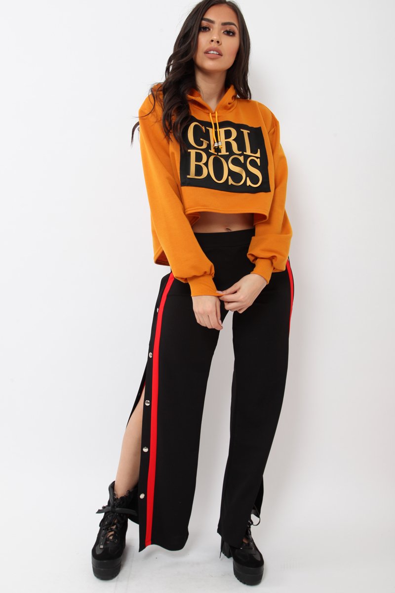 Orange Girl Boss Cropped Hoodie - Kelsy-Hoodies