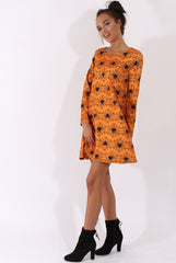 Orange Halloween Spider Swing Dress - Charlotte-Dresses