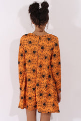 Orange Halloween Spider Swing Dress - Charlotte-Dresses