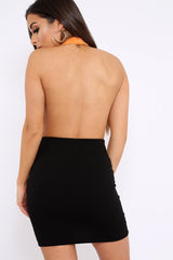 Orange Halterneck Slinky Bodysuit -Isla-Bodysuits