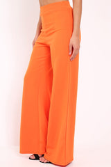 Orange High Waisted Flare Trousers - Kym-Trousers