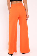 Orange High Waisted Flare Trousers - Kym-Trousers