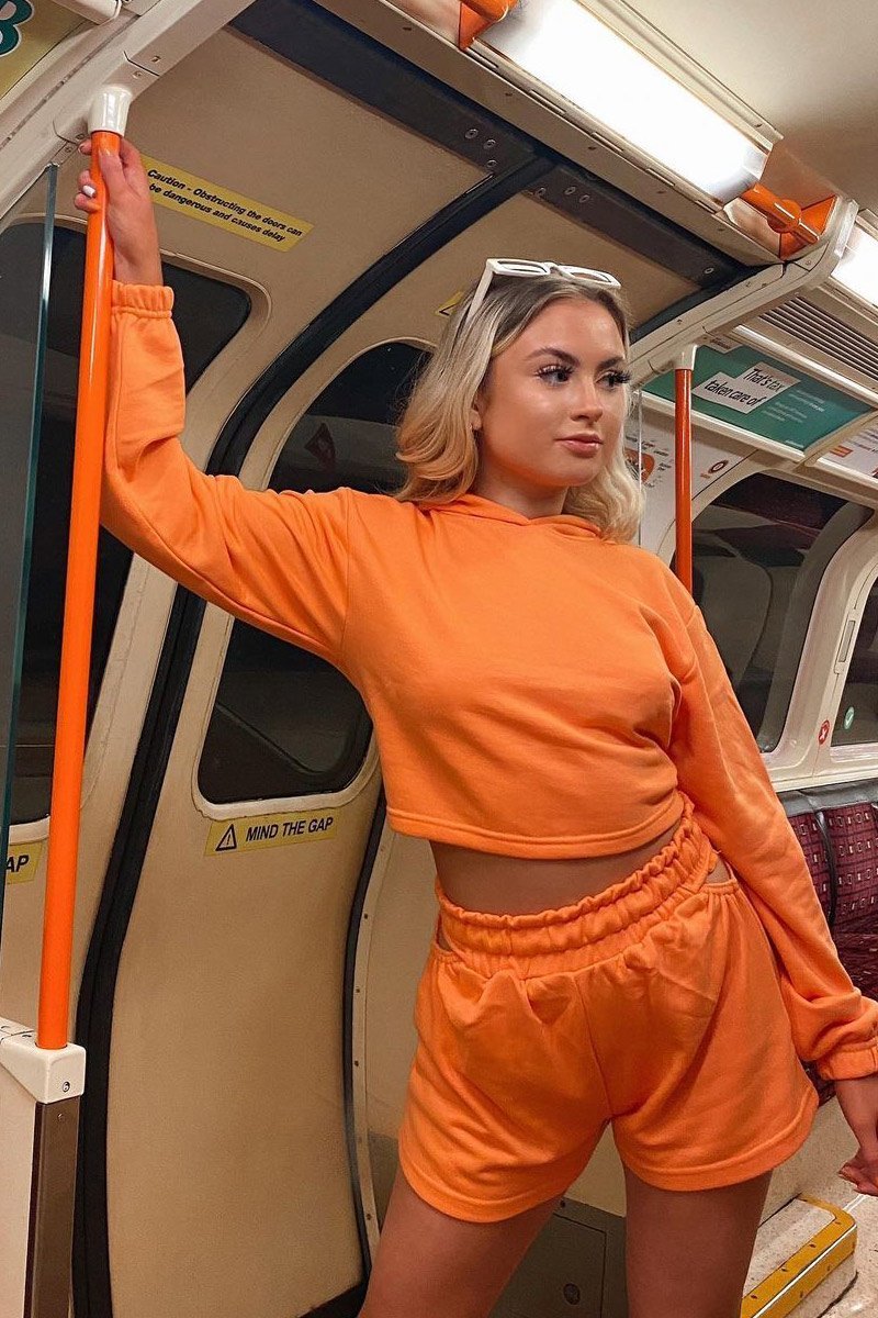 Orange Hip Cut Out Elasticated Shorts - Zaleia-Shorts