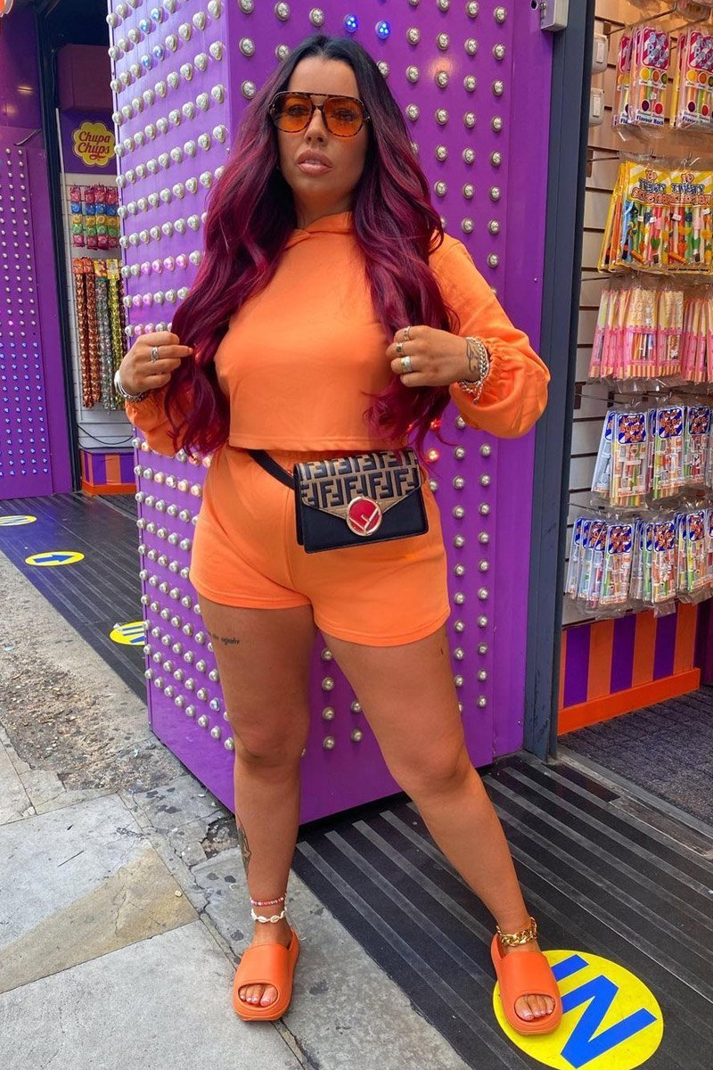 Orange Hip Cut Out Elasticated Shorts - Zaleia-Shorts