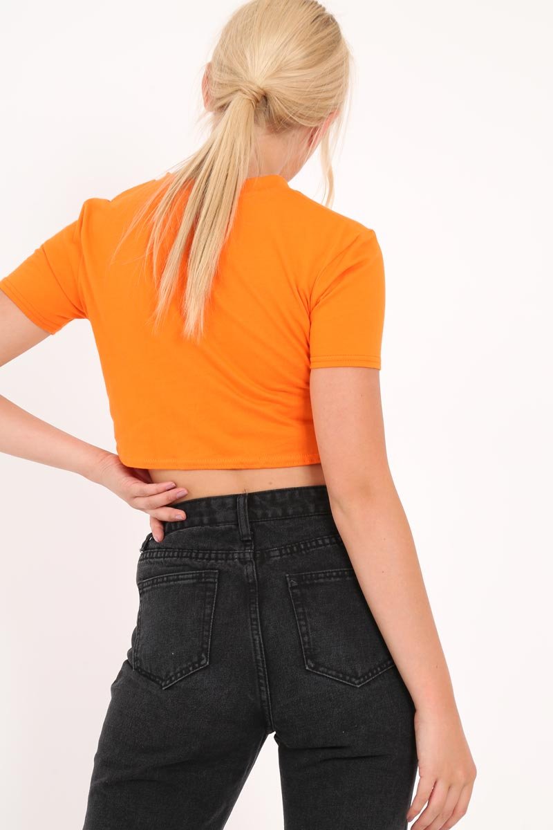 Orange No Bra Club Slogan T-Shirt - Radiya-Tops