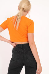 Orange No Bra Club Slogan T-Shirt - Radiya-Tops