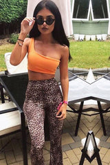 Orange One Shouldered Crop Top - Kamri-Crop Tops