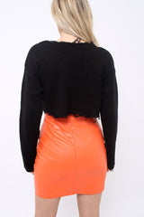 Orange PU Skirt - Iris-Skirts