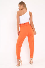Girls Orange Paper Bag Waist Carrot Jeans