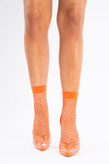 Orange Patent Pointed Fishnet Heels - Aarolyn-Shoes