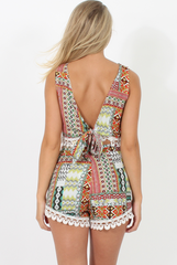 Orange Patterned Low Tie Back Co-ord- Meg-Co-ords