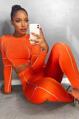 Orange Piped Crop Top Legging Co-ord - Deona-Co-ords