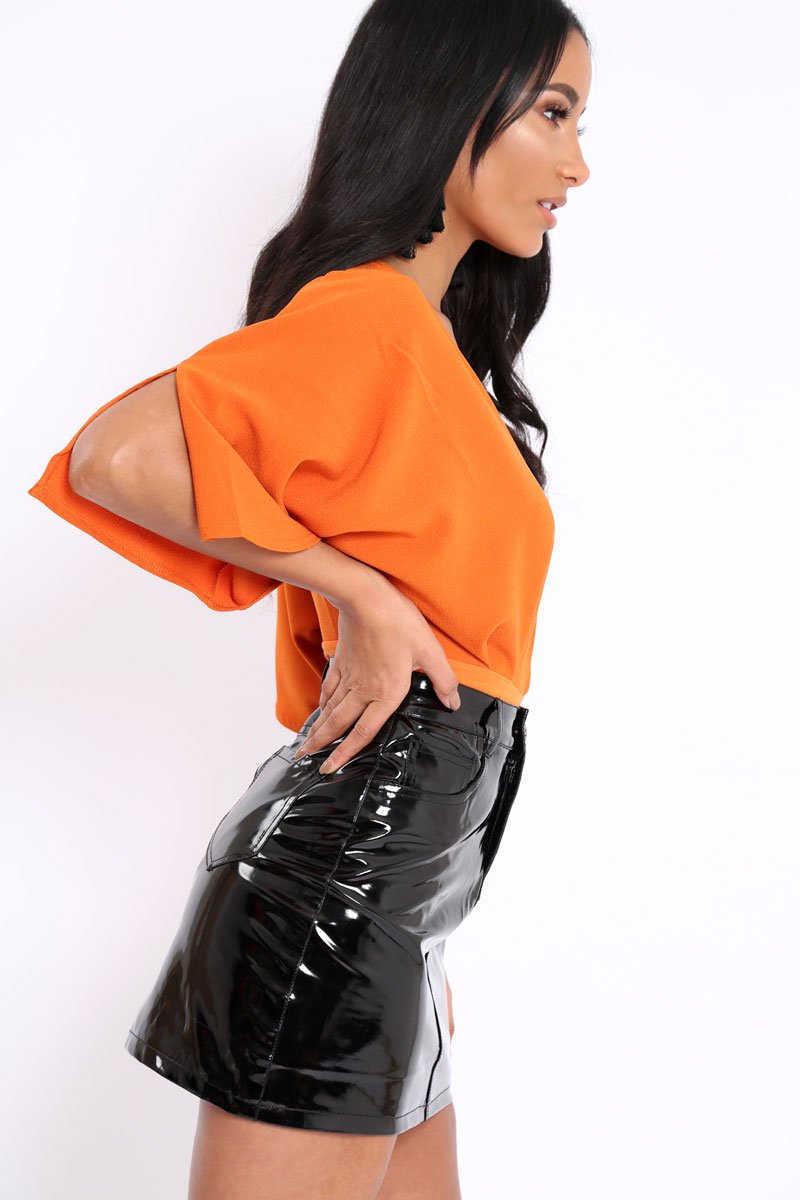 Orange Plunge Bodysuit - Florence-Bodysuits