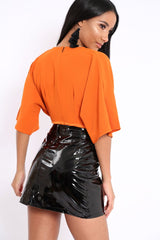 Orange Plunge Bodysuit - Florence-Bodysuits