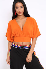 Orange Plunge Crop Top - Suzanne-Crop Tops