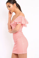 Orange Polka Dot Frill Dress - Halynn-Dresses