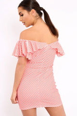 Orange Polka Dot Frill Dress - Halynn-Dresses