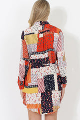 Orange Print Shirt Dress - Marlene-Dresses