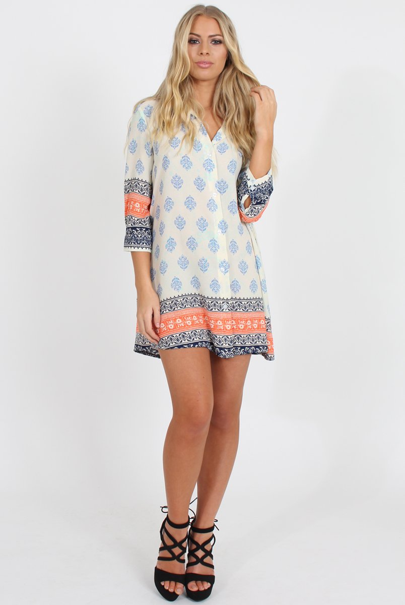 Orange Print Shirt - Tegan-Shirts