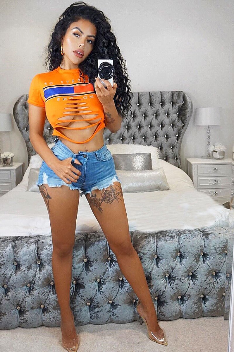 Orange Property of No-One Extreme Rip Crop Top - Verle-T-shirt