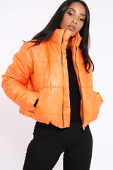 Orange Puffer Coat - Alyssa-Coats